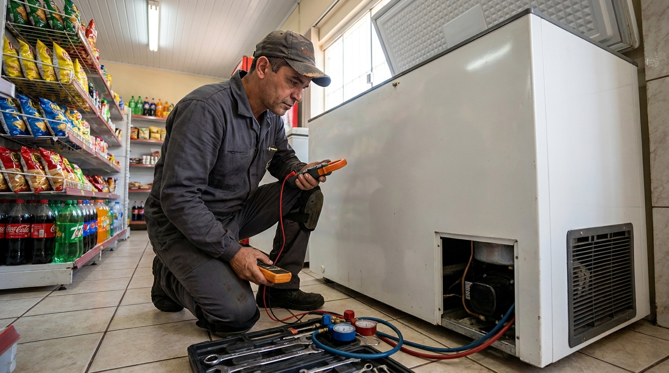 Reparo na placa eletrônica do freezer em Praia Grande‑SP